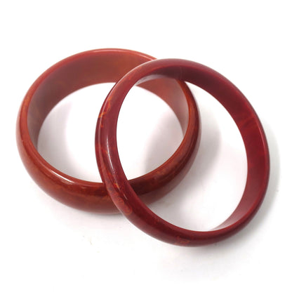 2x Vintage Marbled Red Bakelite Bangle