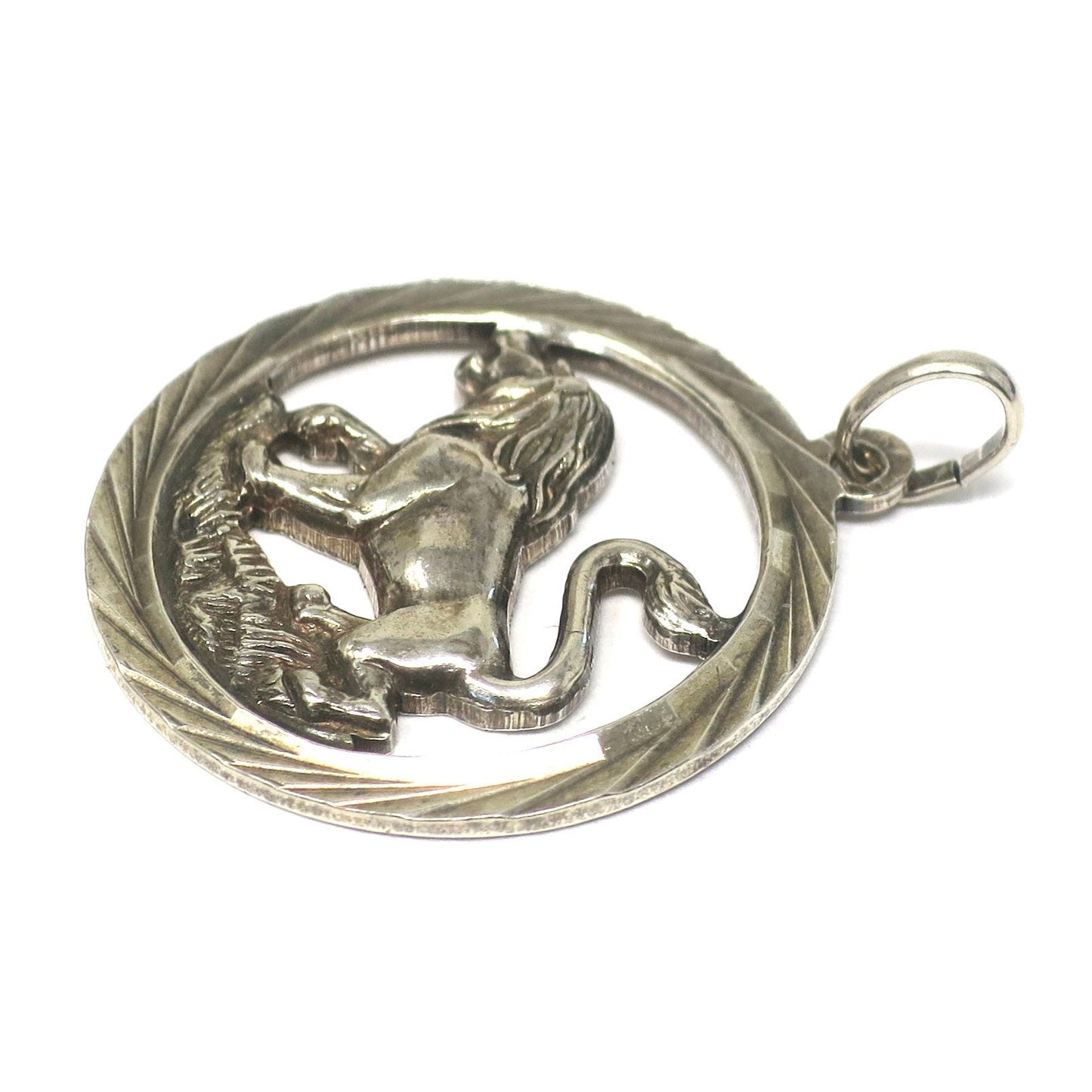 Vintage European 835 Continental Silver Leo Lion Zodiac Sign Pendant