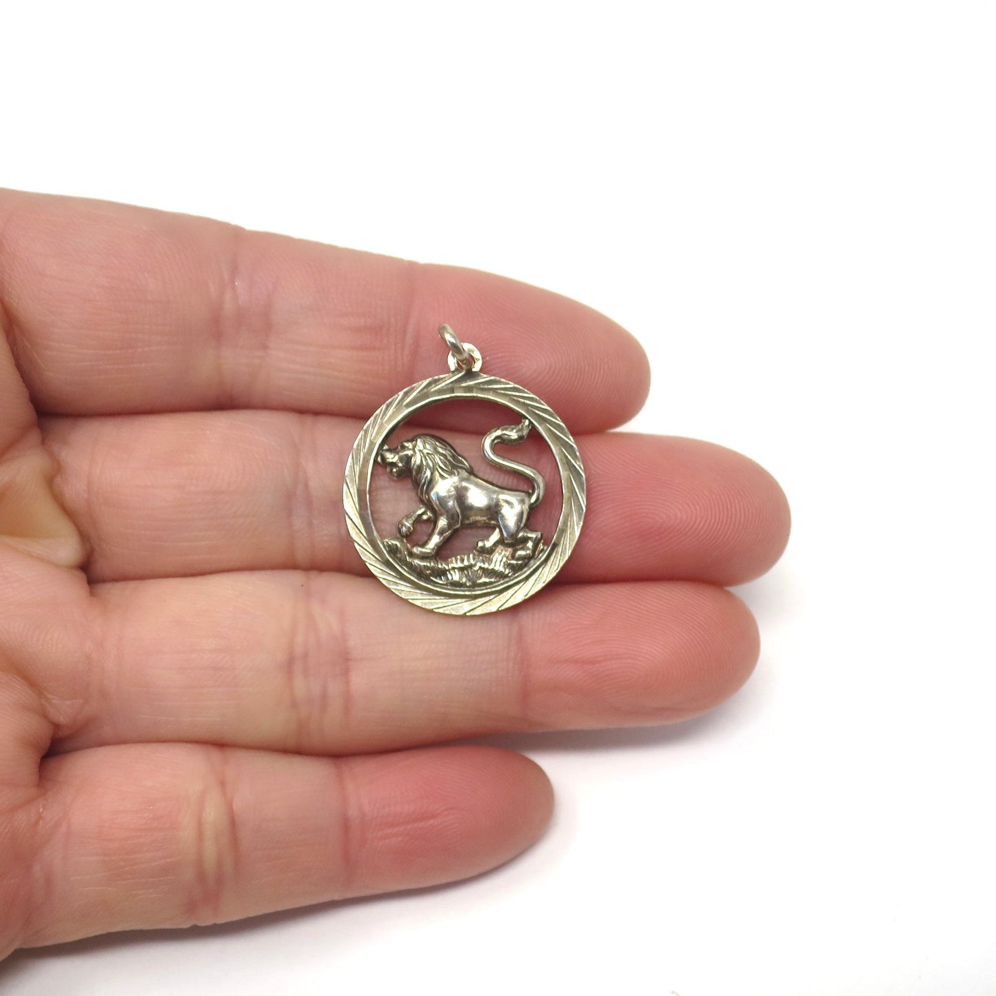 Vintage European 835 Continental Silver Leo Lion Zodiac Sign Pendant