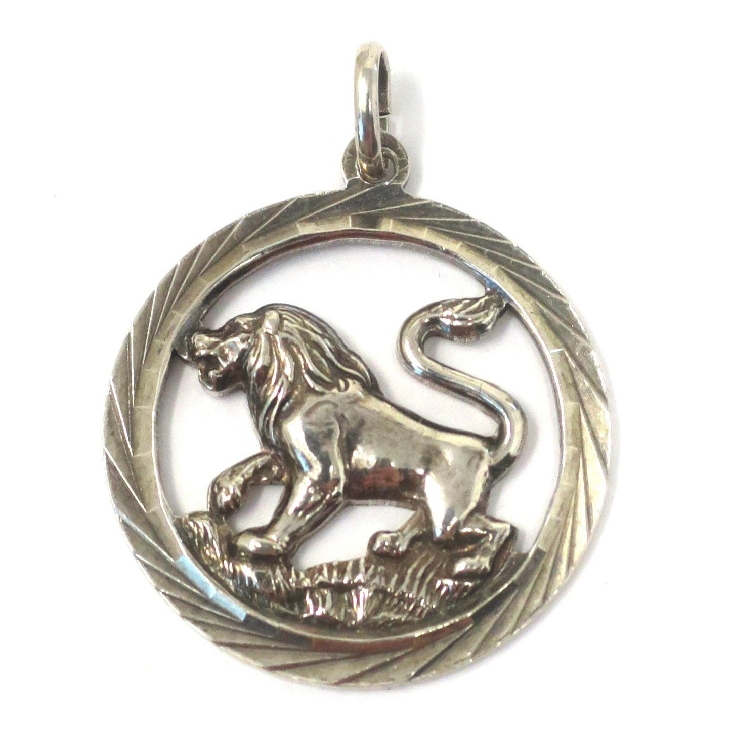 Vintage European 835 Continental Silver Leo Lion Zodiac Sign Pendant