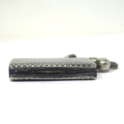 Antique Victorian Niello Silver Checkerboard Pattern Match Striker Box Pendant N18