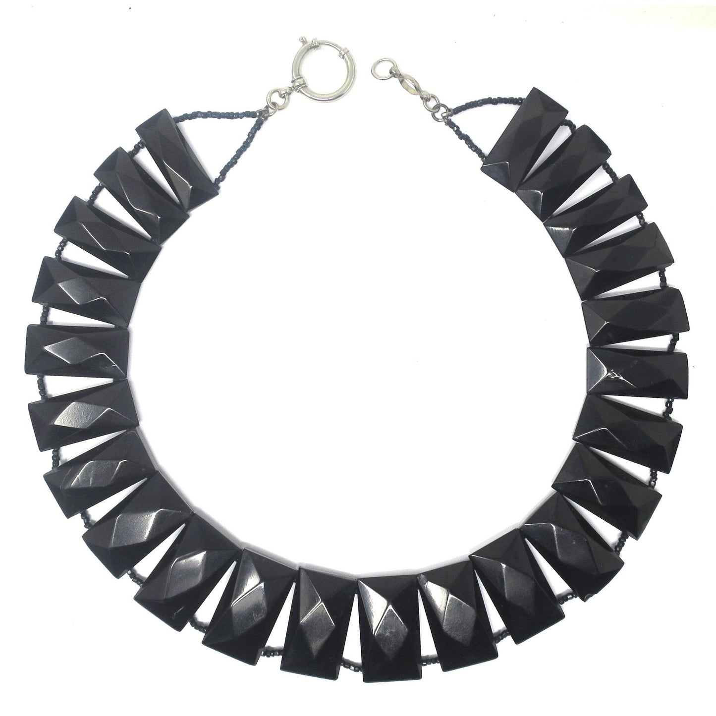 Antique Faceted Whitby Jet Necklace: Victorian Gothic Jewelry