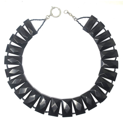 Antique Faceted Whitby Jet Necklace: Victorian Gothic Jewelry