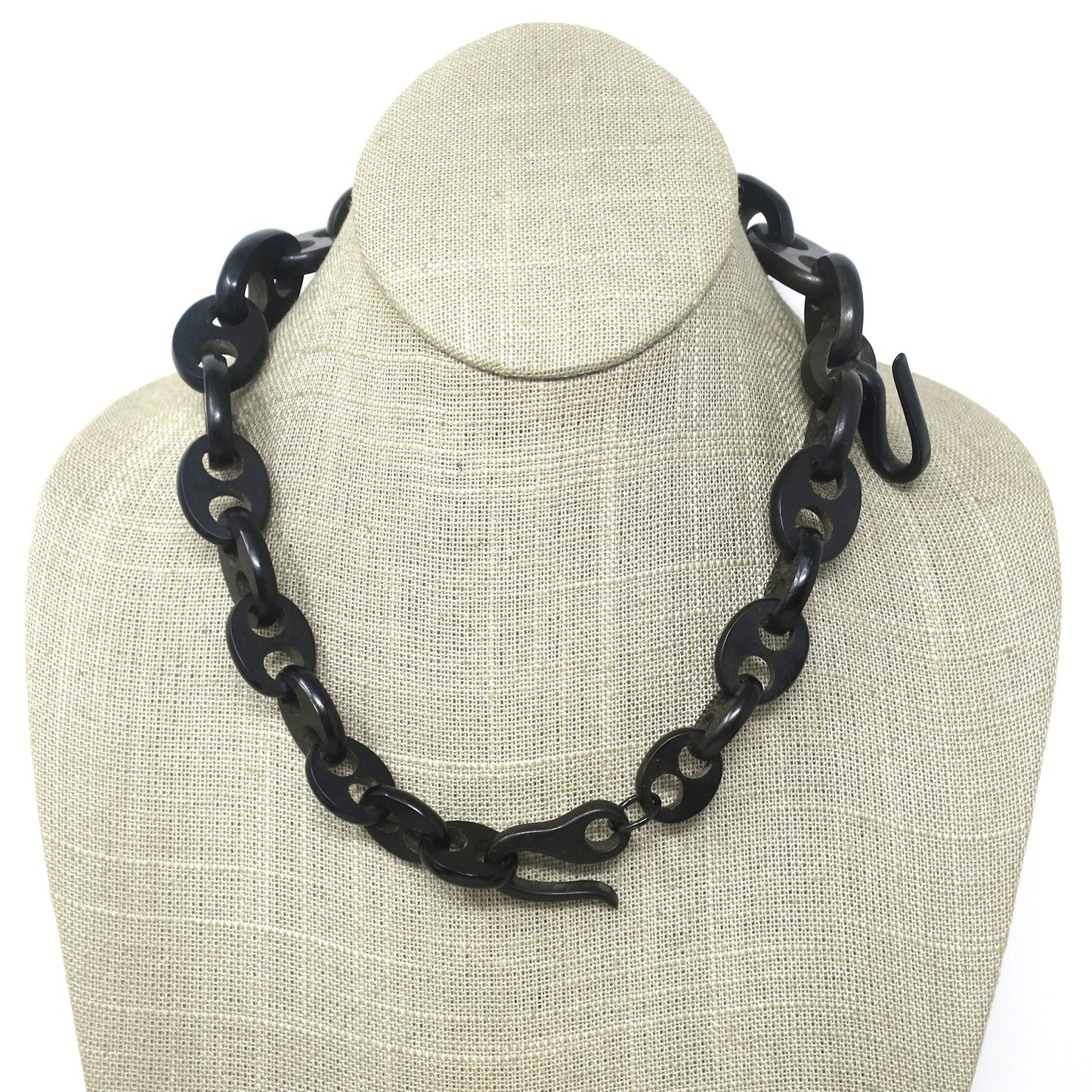 Antique Victorian Gutta-Percha Vulcanite Mourning Graduated Link Necklace