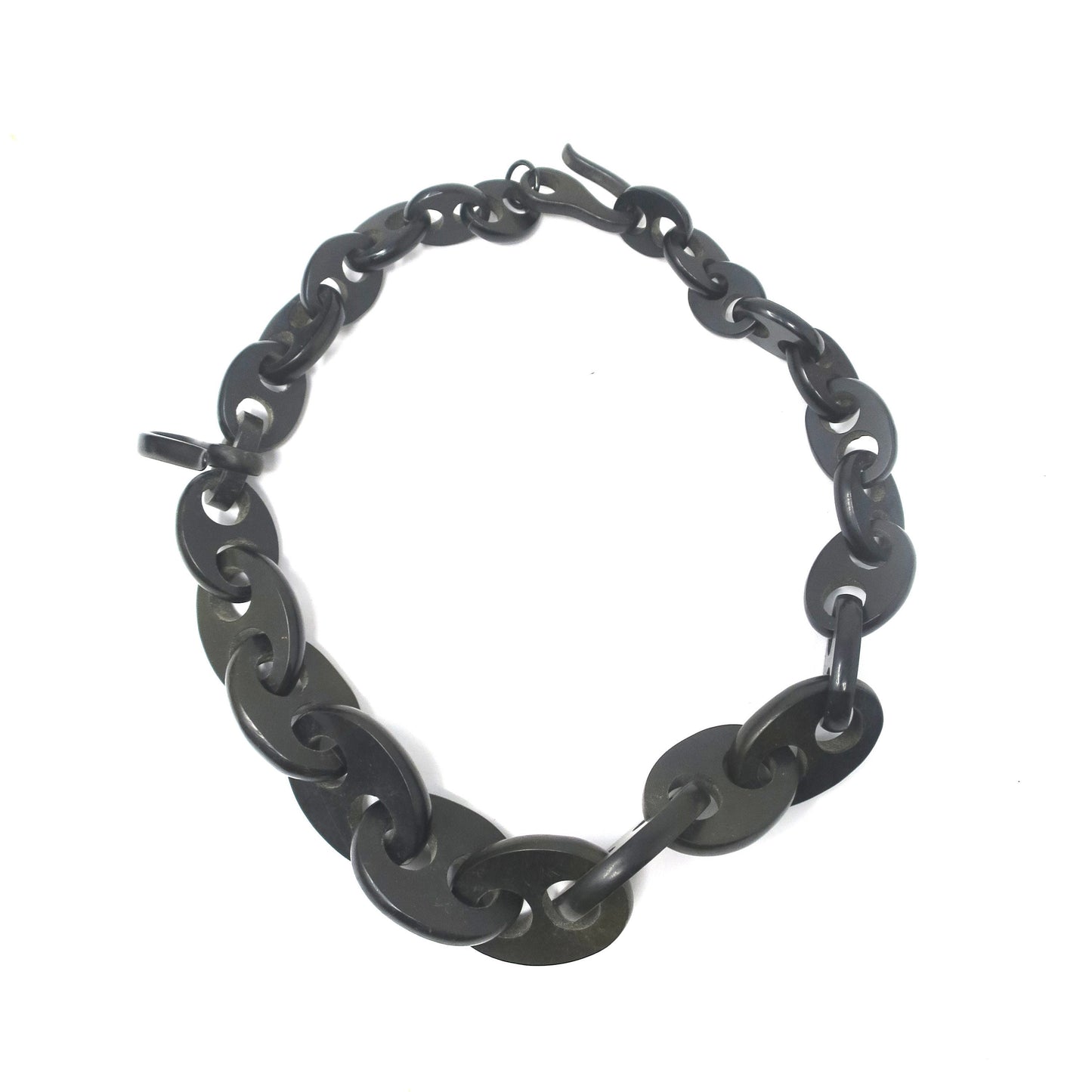 Antique Victorian Gutta-Percha Vulcanite Mourning Graduated Link Necklace