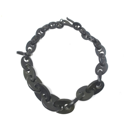 Antique Victorian Gutta-Percha Vulcanite Mourning Graduated Link Necklace