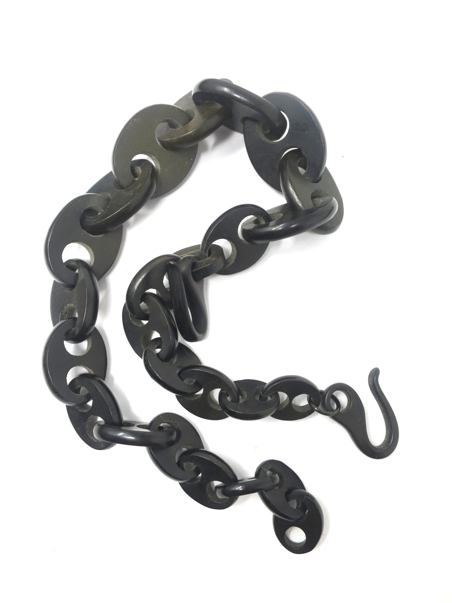 Antique Victorian Gutta-Percha Vulcanite Mourning Graduated Link Necklace
