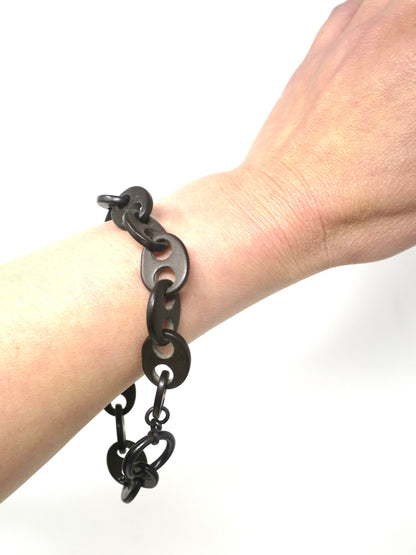 Antique Victorian Black Gutta-Percha Vulcanite Mourning Bracelet