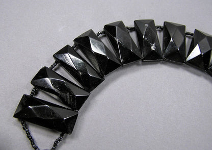 Antique Faceted Whitby Jet Necklace: Victorian Gothic Jewelry