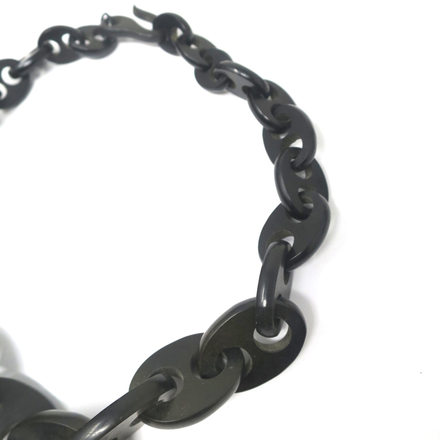 Antique Victorian Gutta-Percha Vulcanite Mourning Graduated Link Necklace