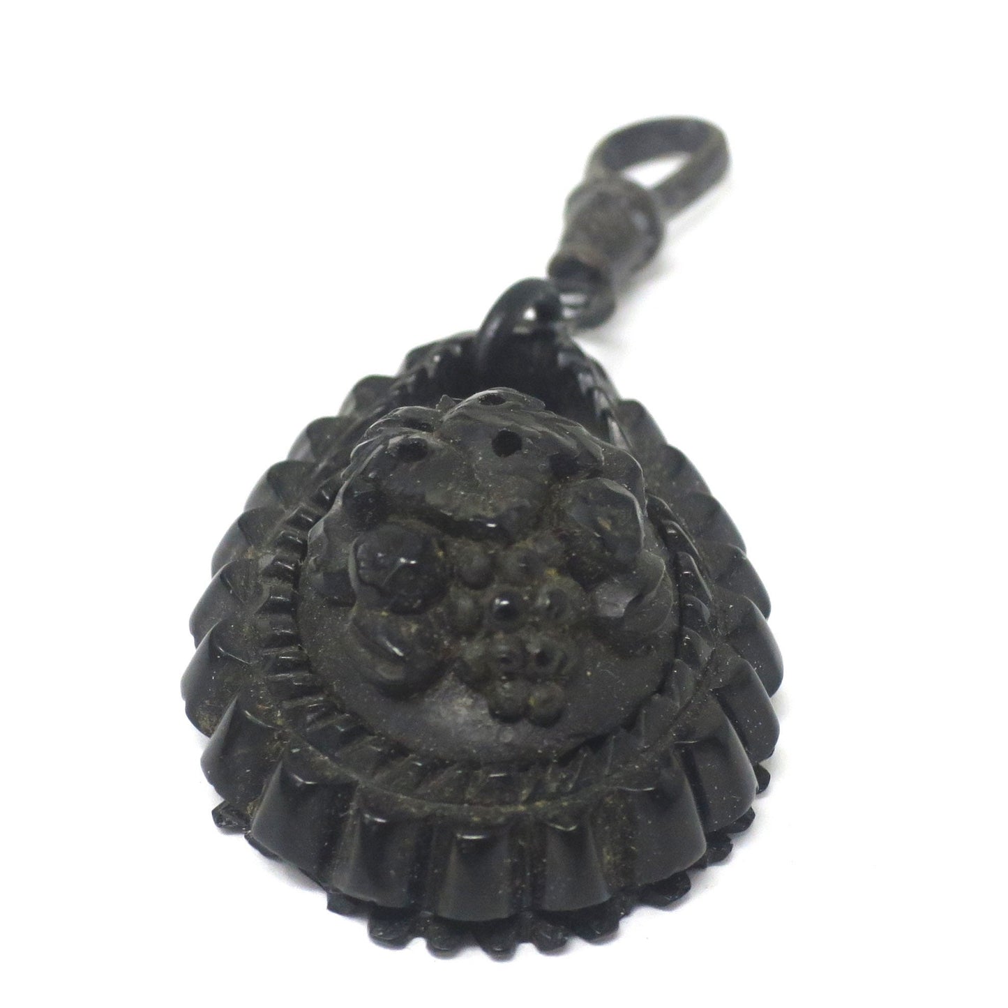 Antique Victorian Carved Whitby Jet Pendant