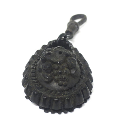 Antique Victorian Carved Whitby Jet Pendant