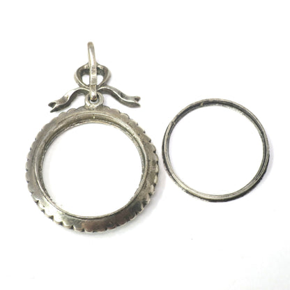 Antique Edwardian Sterling Silver Double Sided Shaker Paste Stone Locket Pendant