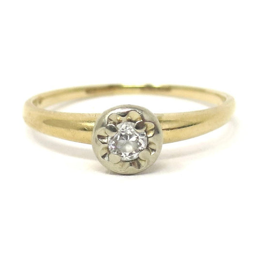 Vintage 14K Yellow Gold Diamond Solitaire Ring - Size 7 1/4