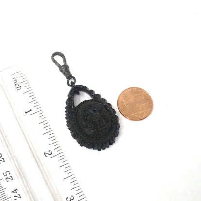 Antique Victorian Carved Whitby Jet Pendant