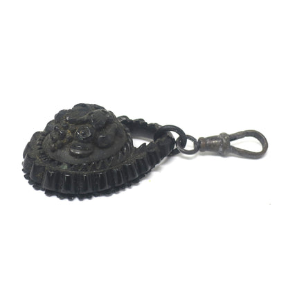 Antique Victorian Carved Whitby Jet Pendant