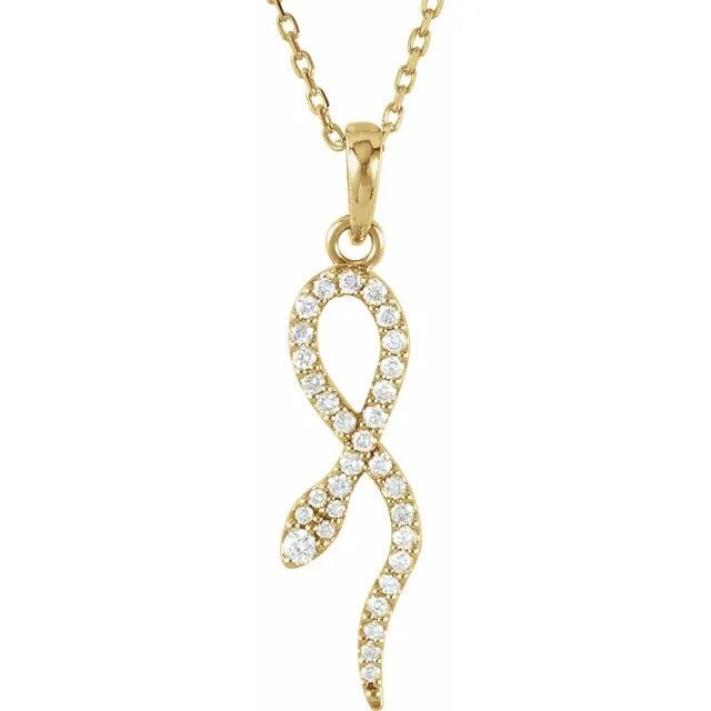 14K Yellow Gold 1/6 CTW Natural Diamond Year of the Snake Serpent Pendant Necklace