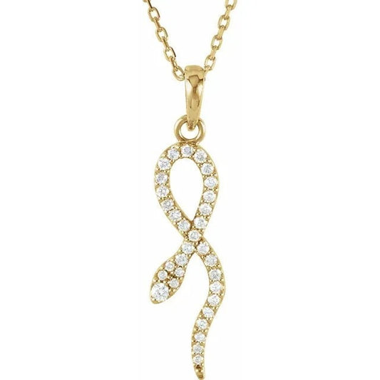 14K Yellow Gold 1/6 CTW Natural Diamond Year of the Snake Serpent Pendant Necklace