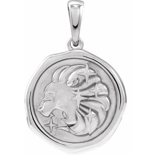 Sterling Silver Lion Spirit Animal Medallion Pendant Necklace