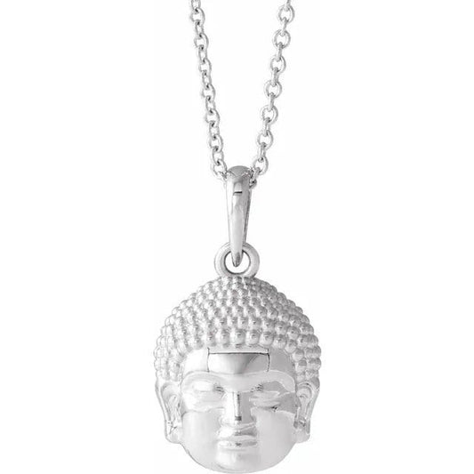 Sterling Silver Shakyamuni Buddha Pendant Necklace