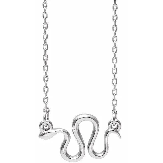 Sterling Silver Year of the Snake Serpent Pendant Necklace