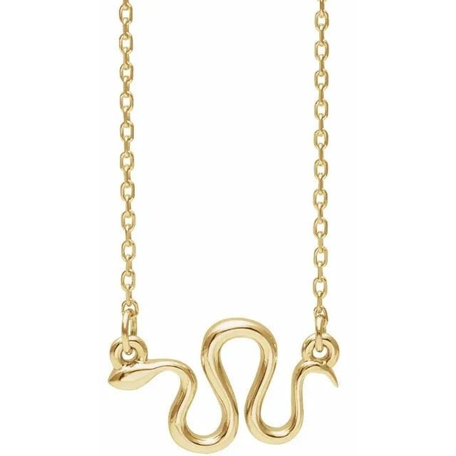 14k Yellow Gold Year of the Snake Serpent Pendant Necklace