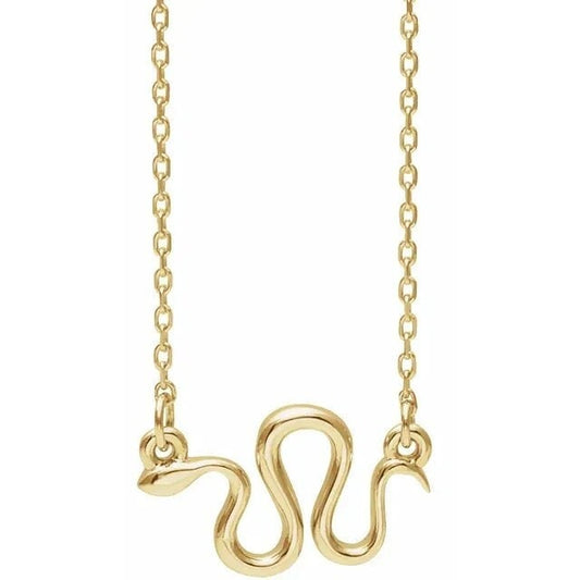 14k Yellow Gold Year of the Snake Serpent Pendant Necklace