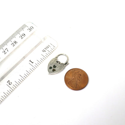 Vintage Victorian Style Irish Sterling Silver Hand Engraved Heart Padlock, Connector, Fasteners