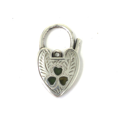 Vintage Victorian Style Irish Sterling Silver Hand Engraved Heart Padlock, Connector, Fasteners