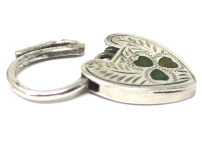 Vintage Victorian Style Irish Sterling Silver Hand Engraved Heart Padlock, Connector, Fasteners