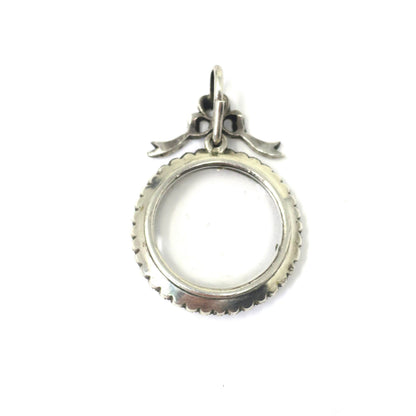 Edwardian Sterling Silver Double Sided Shaker Diamond Paste Stone Locket Pendant