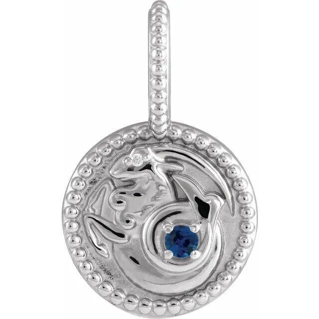 Sterling Silver Natural Blue Sapphire & .0025 CTW Natural Diamond Capricorn Charm/Pendant Necklace