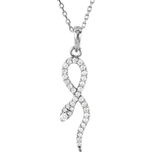 14K White Gold Year of the Snake Serpent Charm Pendant Necklace