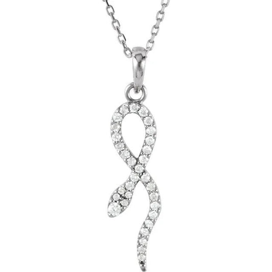 14K White Gold Year of the Snake Serpent Charm Pendant Necklace