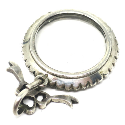 Edwardian Sterling Silver Double Sided Shaker Diamond Paste Stone Locket Pendant