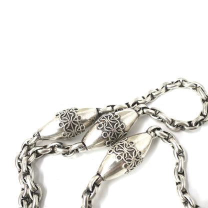 RARE Antique Victorian Sterling Silver Albert Pocket Watch Chain Necklace