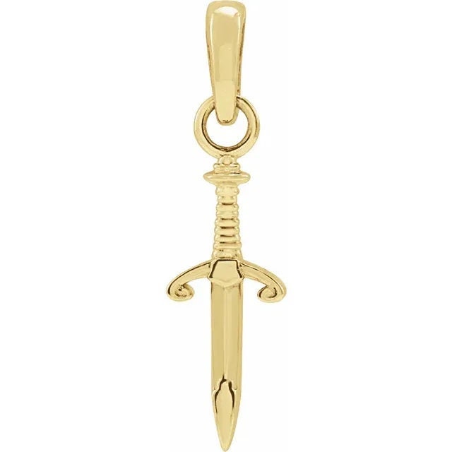 14k Yellow Gold 16.78x4.56 mm Dagger Pendant