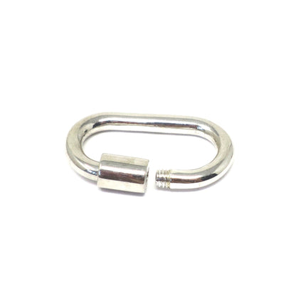 Solid 925 Sterling Silver 22x12 mm Carabiner Locking Clasp, Connector, Fastener