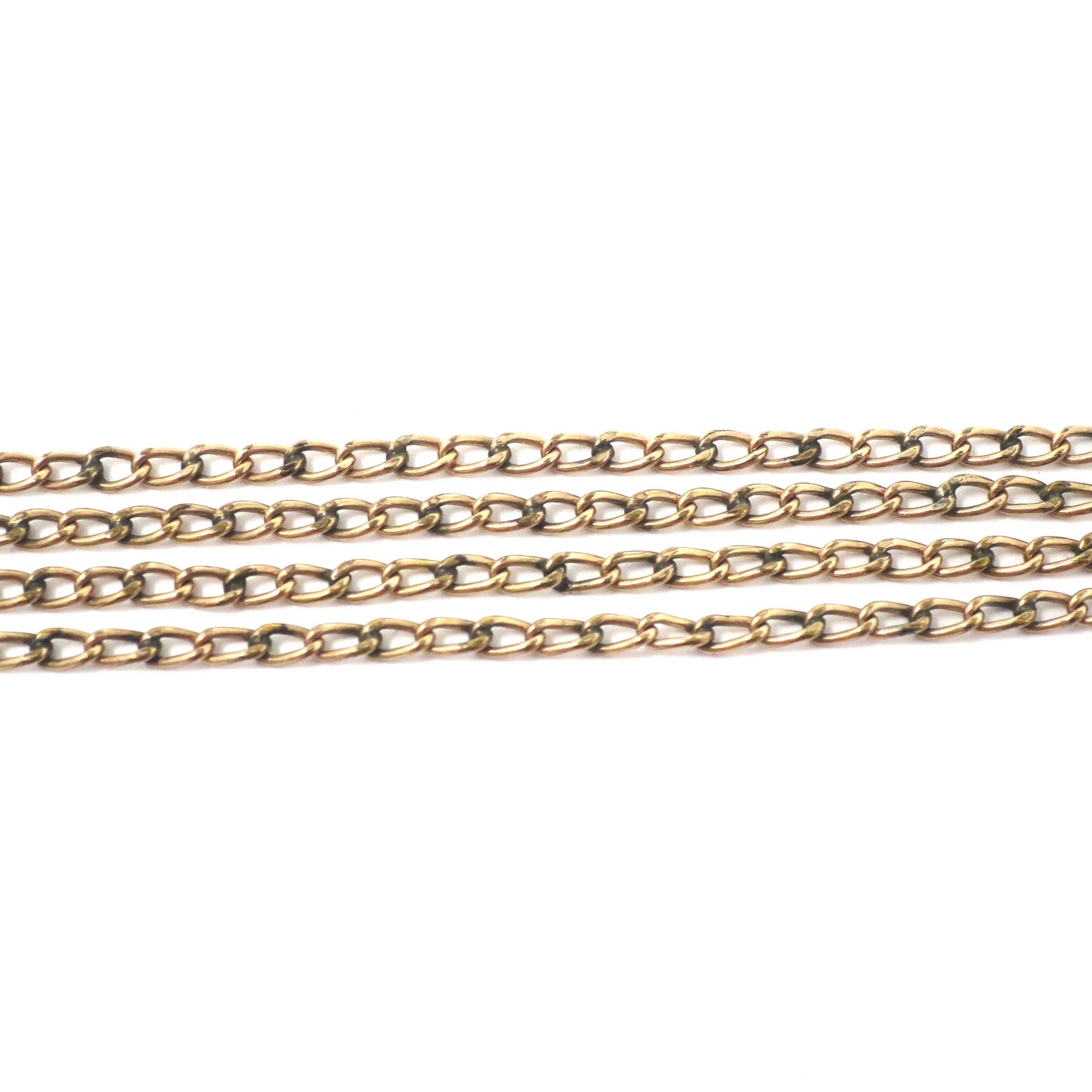 Antique Rose Gold Filled Cable Links Sautoir Muff Guard Chain Necklace, 49" inches