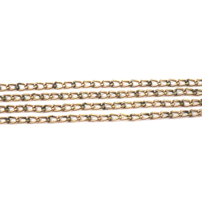Antique Rose Gold Filled Cable Links Sautoir Muff Guard Chain Necklace, 49" inches