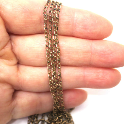 Antique Rose Gold Filled Cable Links Sautoir Muff Guard Chain Necklace, 49" inches
