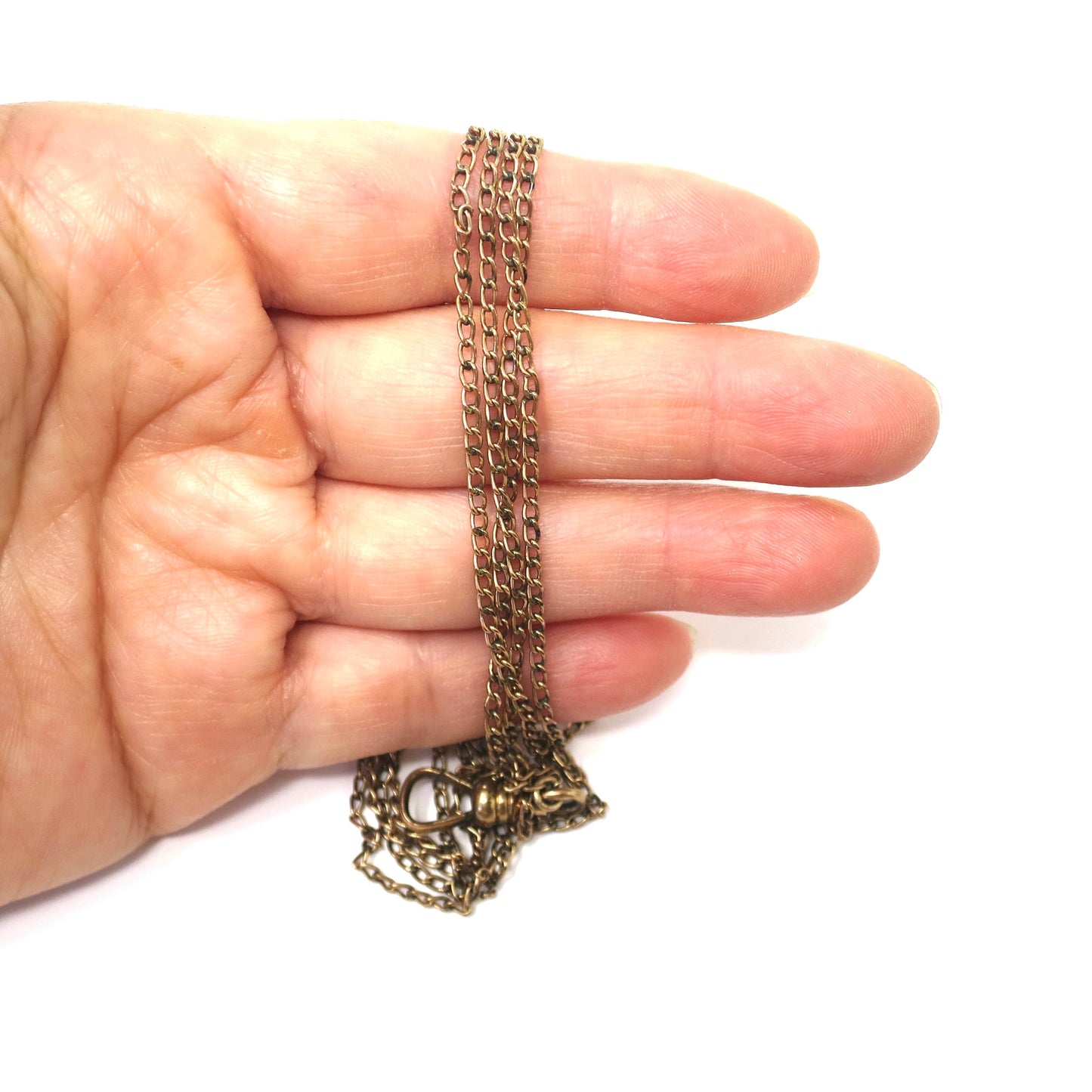 Antique Rose Gold Filled Cable Links Sautoir Muff Guard Chain Necklace, 49" inches