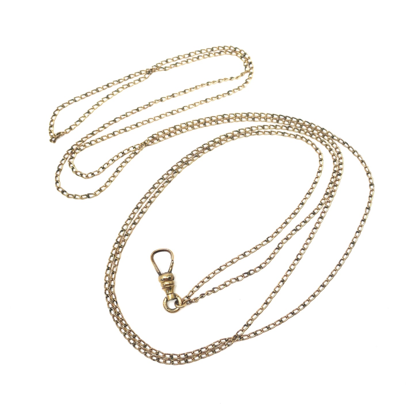 Antique Rose Gold Filled Cable Links Sautoir Muff Guard Chain Necklace, 49" inches