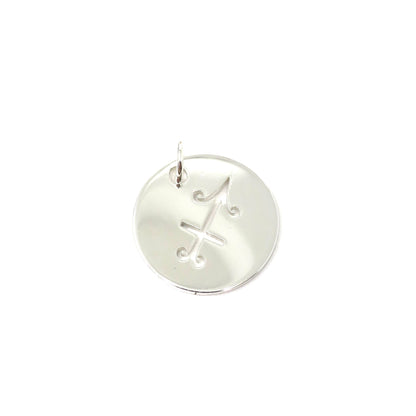 Sterling Silver 16.5 mm Sagittarius Zodiac Disc Charm/Pendant Necklace