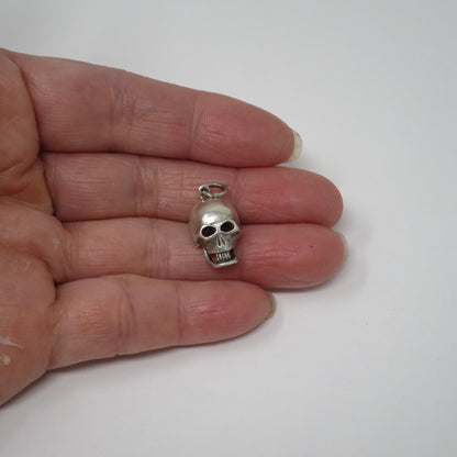 Vintage 1970's Sterling Silver Skull Charm with Opening Jaw & Moving Eyes