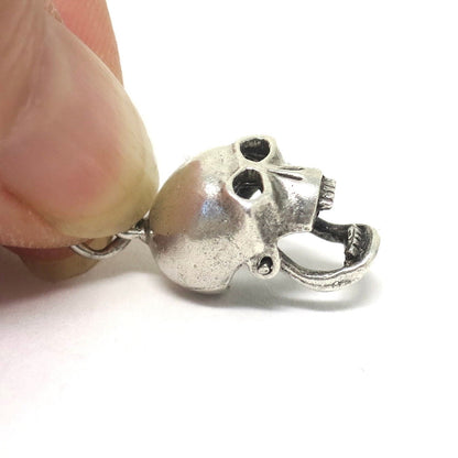 Vintage 1970's Sterling Silver Skull Charm with Opening Jaw & Moving Eyes