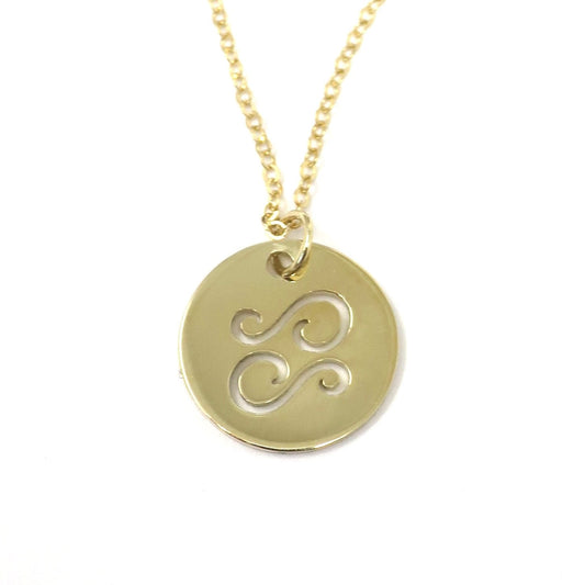 14K Yellow Gold 16.5 mm Cancer The Crab Zodiac Disc Charm/Pendant Necklace.