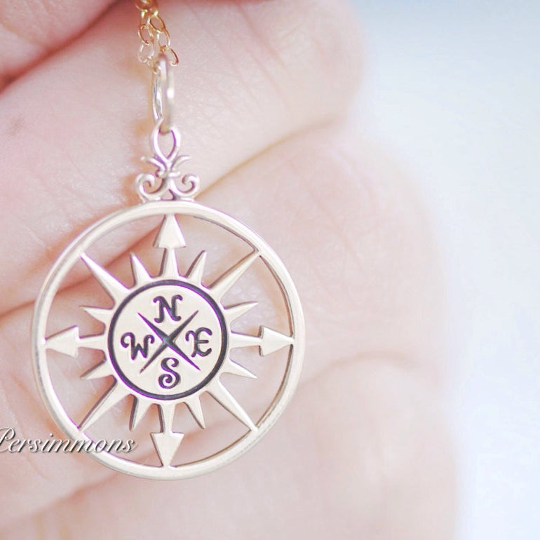 Compass Large Natural Bronze Pendant