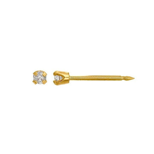 14K Yellow Gold .03-Ct. Natural Diamond-Set Post Earring