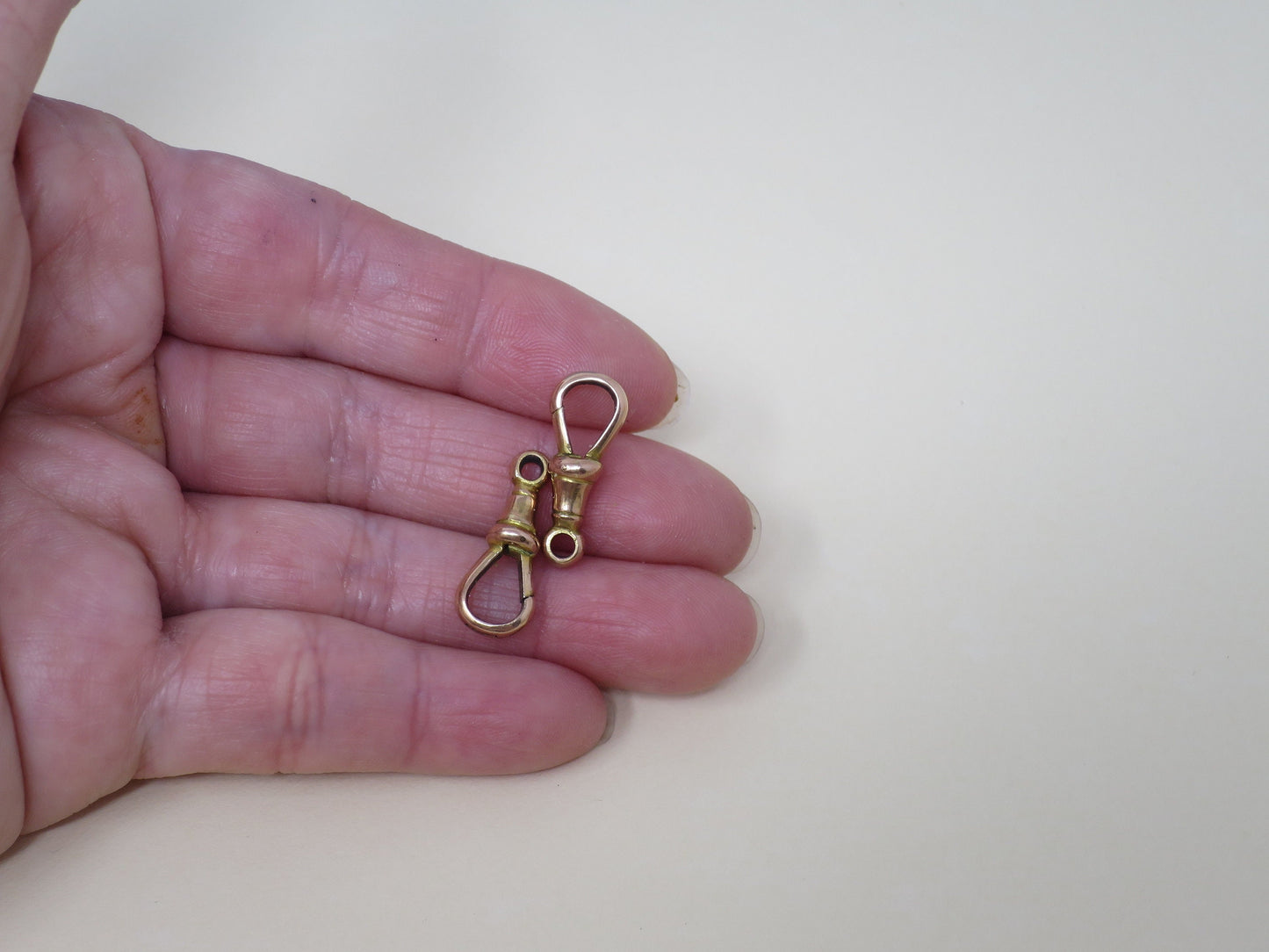 Antique Edwardian 9ct Rose Gold Dog Clips: Fob & Charm Fasteners